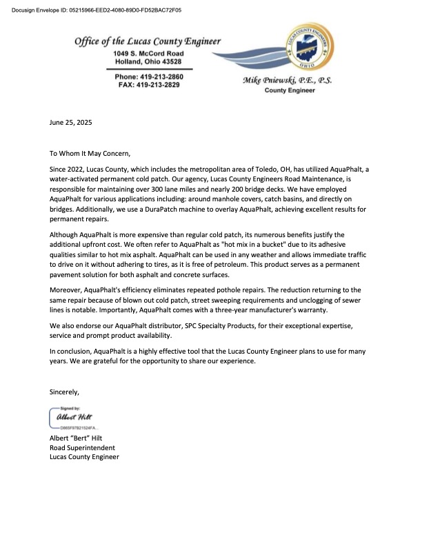 Aquafalt Testimonial: Road Superintendent